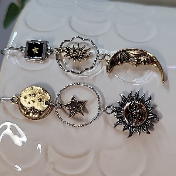 Celestial Two-Tone Drop Earrings, 925 wires - Picture 9 of 12